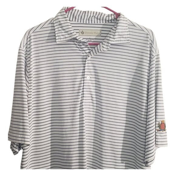 CT1896 Donald Ross Striped White & Blue Polo Shirt L - Picture 2 of 4